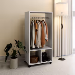 HOMCOM Open Wardrobe Clothes Rail Bedroom Clothes Storage Rod Shelves Grey - Additional view 5