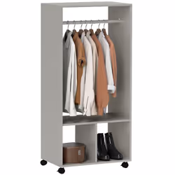 HOMCOM Open Wardrobe Clothes Rail Bedroom Clothes Storage Rod Shelves Grey - Additional view 7