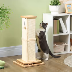 PawHut 67cm Cat Scratching Post, 3-in-1 Cat Scratcher w/ Track Ball Toy