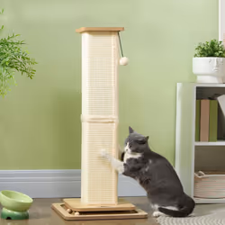 PawHut 87cm Cat Scratching Post, 3-in-1 Cat Scratcher w/ Track Ball Toy