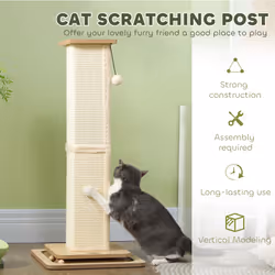 PawHut 87cm Cat Scratching Post, 3-in-1 Cat Scratcher w/ Track Ball Toy - Additional view 4
