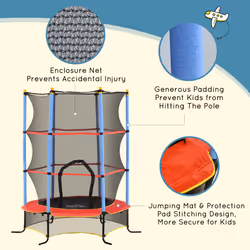 HOMCOM Trampoline for Kids w/Enclosure Net Built-in Zipper 3-10 Year - Additional view 4