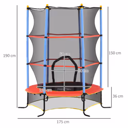 HOMCOM Trampoline for Kids w/Enclosure Net Built-in Zipper 3-10 Year - Additional view 5