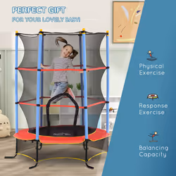 HOMCOM Trampoline for Kids w/Enclosure Net Built-in Zipper 3-10 Year - Additional view 7