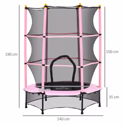 HOMCOM 4.6FT Kids Trampoline with Safety Enclosure for Ages 3-10 Years, Pink - Additional view 5