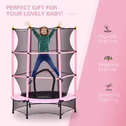 HOMCOM 4.6FT Kids Trampoline with Safety Enclosure for Ages 3-10 Years, Pink - Additional view 7