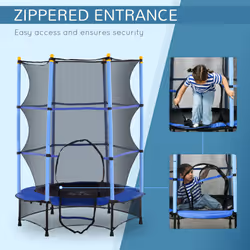 HOMCOM 4.6FT Kids Trampoline with Safety Enclosure for Ages 3-10 Years Blue