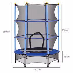 HOMCOM 4.6FT Kids Trampoline with Safety Enclosure for Ages 3-10 Years Blue - Additional view 5