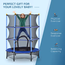 HOMCOM 4.6FT Kids Trampoline with Safety Enclosure for Ages 3-10 Years Blue - Additional view 7