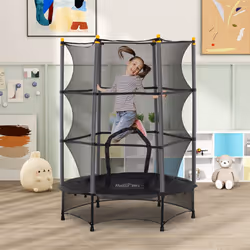 HOMCOM 4.6FT Kids Trampoline with Safety Enclosure for Ages 3-10 Years Black