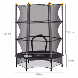 HOMCOM 4.6FT Kids Trampoline with Safety Enclosure for Ages 3-10 Years Black - Additional view 5
