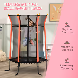 HOMCOM 5.4FT Kids Trampoline w/ Enclosure Indoor Outdoor for 3-10 Years Red - Additional view 7