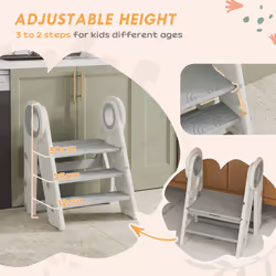 AIYAPLAY Toddler Tower, Foldable and Adjustable, with Handle, Non-Slip, Grey - Additional view 4