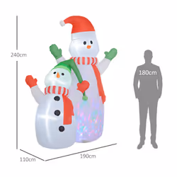 Outsunny 8FT Christmas Inflatable Snowman with Rotating Colorful LED Light