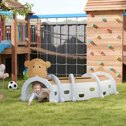 AIYAPLAY Kids Play Tunnel for Crawling, Climbing, Monkey Design, Brown