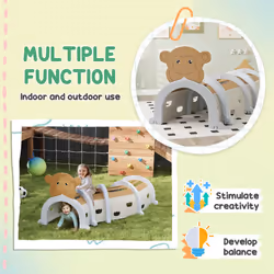 AIYAPLAY Kids Play Tunnel for Crawling, Climbing, Monkey Design, Brown