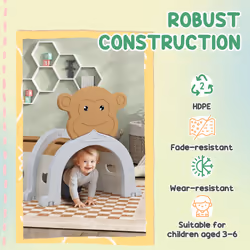 AIYAPLAY Kids Play Tunnel for Crawling, Climbing, Monkey Design, Brown