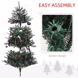 HOMCOM 6ft Artificial Prelit Christmas Tree w/ LED Lights, Purple Ornaments - Additional view 6