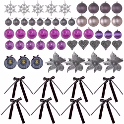 HOMCOM 6ft Artificial Prelit Christmas Tree w/ LED Lights, Purple Ornaments - Additional view 8