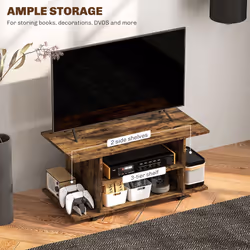 HOMCOM Modern TV Cabinet Stand Storage Shelves Table Mobile Rustic Brown