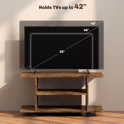 HOMCOM Modern TV Cabinet Stand Storage Shelves Table Mobile Rustic Brown - Additional view 6