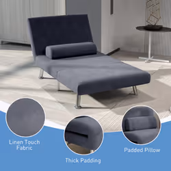 HOMCOM Single Folding 5 Position Convertible Sleeper Chair Charcoal Grey - Additional view 5