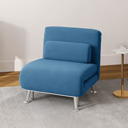 HOMCOM Folding 5 Position Convertible Sleeper Bedroom Chair Bed Blue