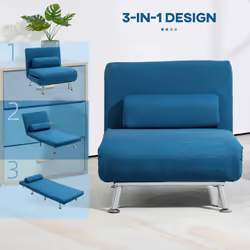 HOMCOM Folding 5 Position Convertible Sleeper Chair Sofa Bed Blue