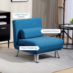 HOMCOM Folding 5 Position Convertible Sleeper Chair Sofa Bed Blue - Additional view 4