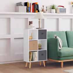 HOMCOM Freestanding 6 Cube Storage Cabinet Unit Bookcase w/ 3 Drawer White