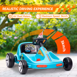 AIYAPLAY 6V Electric Go Kart w/ Music, Light, Horn, for Ages 3-5 Years, Blue