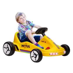 AIYAPLAY 6V Electric Go Kart w/ Music, Light, Horn, for 3-5 Years, Yellow