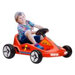 AIYAPLAY 6V Electric Go Kart w/ Music, Light, Horn, for Ages 3-5 Years, Red