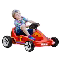 AIYAPLAY 6V Electric Go Kart w/ Music, Light, Horn, for Ages 3-5 Years, Red