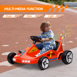 AIYAPLAY 6V Electric Go Kart w/ Music, Light, Horn, for Ages 3-5 Years, Red