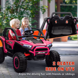 AIYAPLAY 2 Seater 24V 7AH Ride on Truck w/ Spring Suspension, Pink