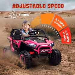 AIYAPLAY 2 Seater 24V 7AH Ride on Truck w/ Spring Suspension, Pink