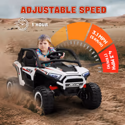 AIYAPLAY 2 Seater 24V 7AH Ride on Truck w/ Spring Suspension, White
