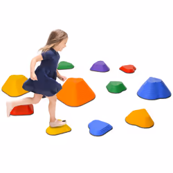 AIYAPLAY 11-Piece Kids Stepping Stones, Non-Slip Stackable River Stones