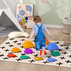 AIYAPLAY 11-Piece Kids Stepping Stones, Non-Slip Stackable River Stones