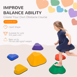 AIYAPLAY 6-Piece Kids Stepping Stones, Non-Slip Stackable River Stones