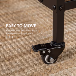 HOMCOM Mobile Drop Leaf Dining Table on Wheels with Shelf Light Brown - Additional view 5