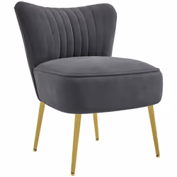 HOMCOM Accent Chair Wingback Armless Chair for Bedroom Grey