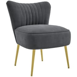 HOMCOM Accent Chair Wingback Armless Chair for Bedroom Grey