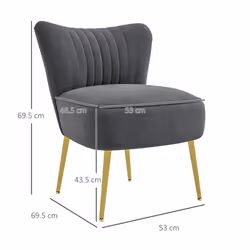 HOMCOM Accent Chair Wingback Armless Chair for Bedroom Grey