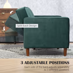 HOMCOM Convertible Sofa Futon Velvet-Touch Tufted Couch Sofa Bed Green - Additional view 4