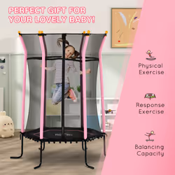HOMCOM 5.4FT Kids Trampoline With Enclosure Indoor Outdoor, Pink - Additional view 5