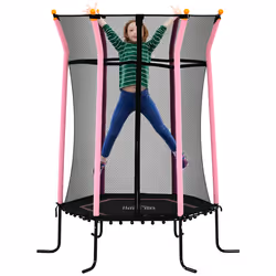 HOMCOM 5.4FT Kids Trampoline With Enclosure Indoor Outdoor, Pink - Additional view 8