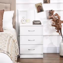 HOMCOM Modern 3 Drawers Side Cabinet Wooden Bedside Table White - Additional view 6