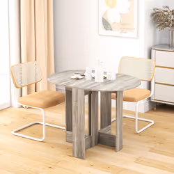 HOMCOM Folding Dining Table Foldable Drop Leaf Dinner Table for Kitchen Grey